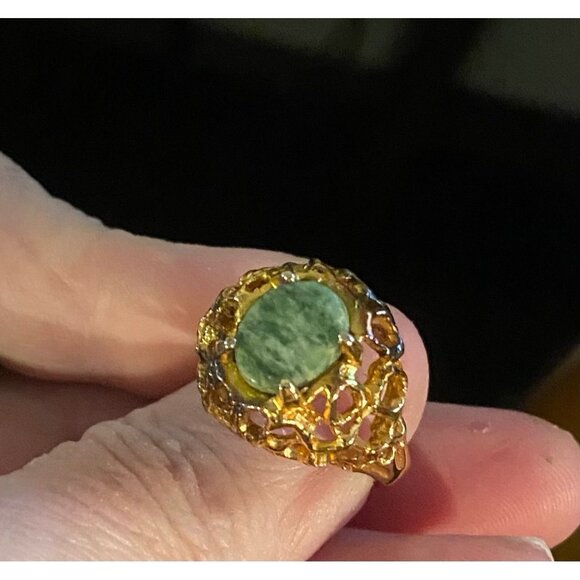 Vintage Connemara Marble Ring (Size 8) | Marked 14K RGP | Authentic Irish Herita - Picture 8 of 13